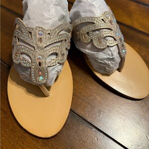 G.C. Shoes Embellished Gold Sandals